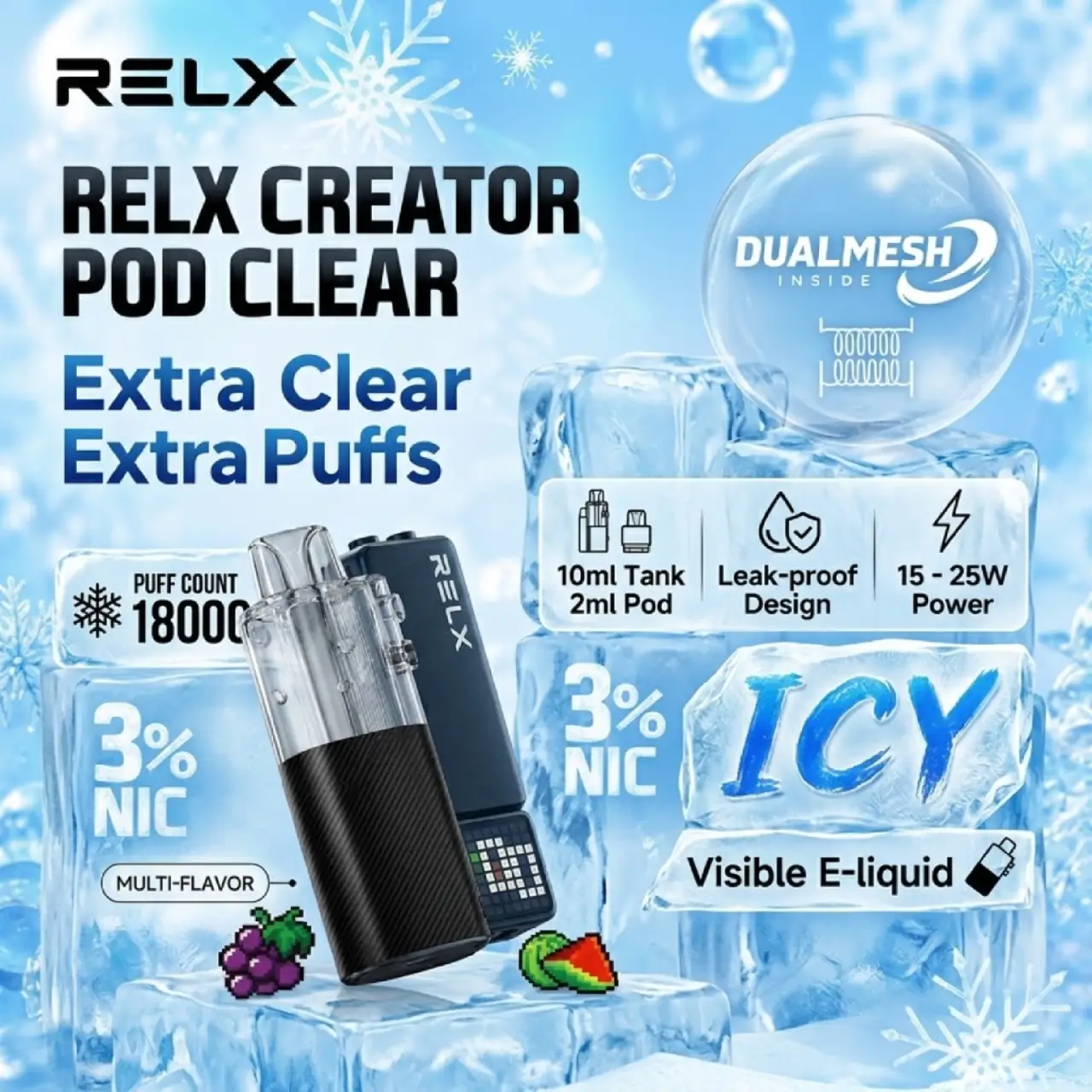 悦刻 RELX 透明油仓【18000口】官方正品 海外版双网芯双模式 12毫升大仓适配积木1/2代主机